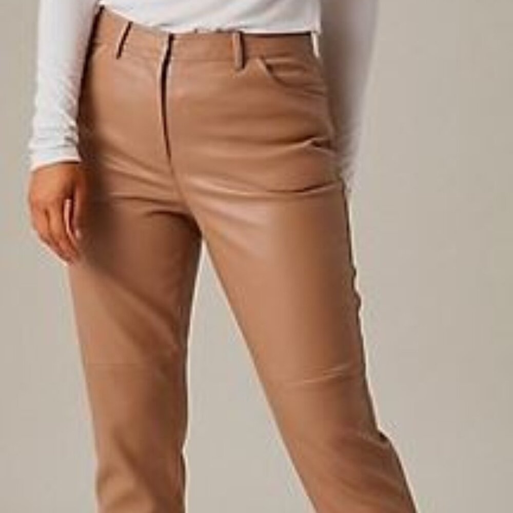 NWT Faux Leather Pants Tan - Size 14